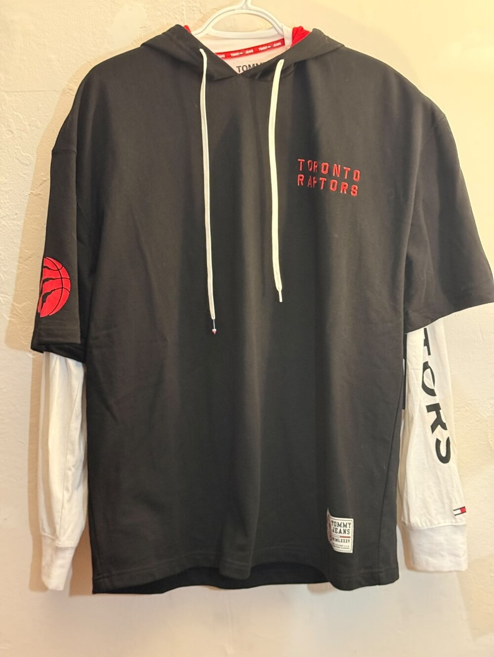 Tommy Hilfiger Toronto Raptors Black Hooded Layered Tee